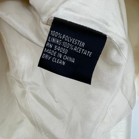 90s Vintage Kasper Ivory Shiny Button Front Blazer Size 16 NWT - Picture 5 of 6